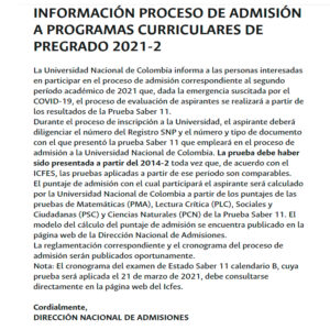 No habrá Examen de Admisión 2021-2 en la Universidad Nacional