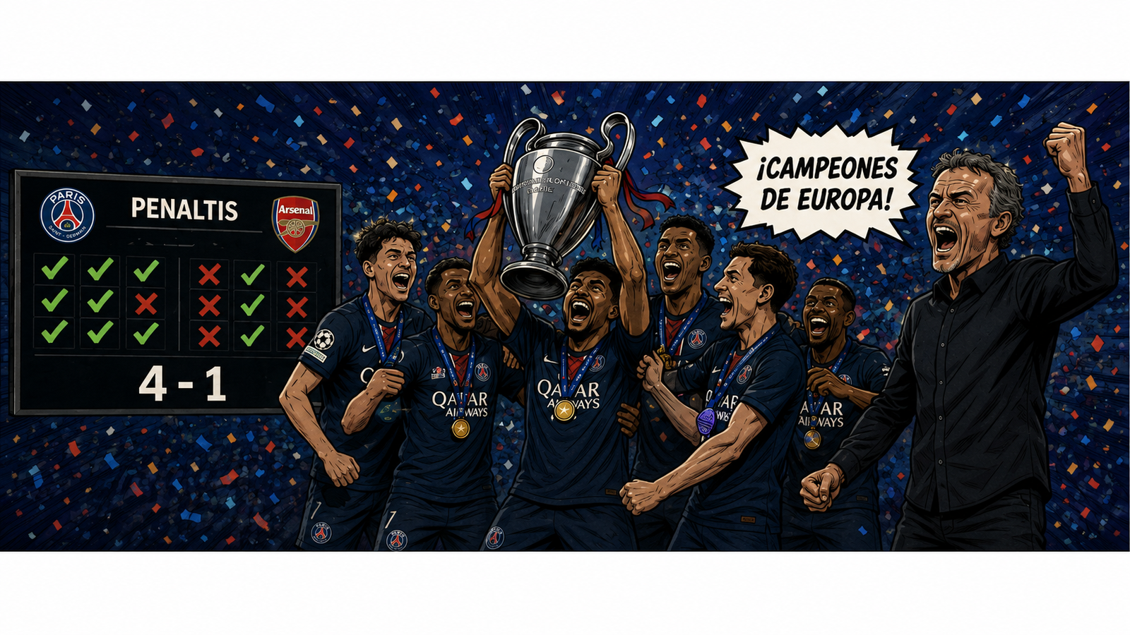 Estadio de fútbol iluminado durante una gran final europea