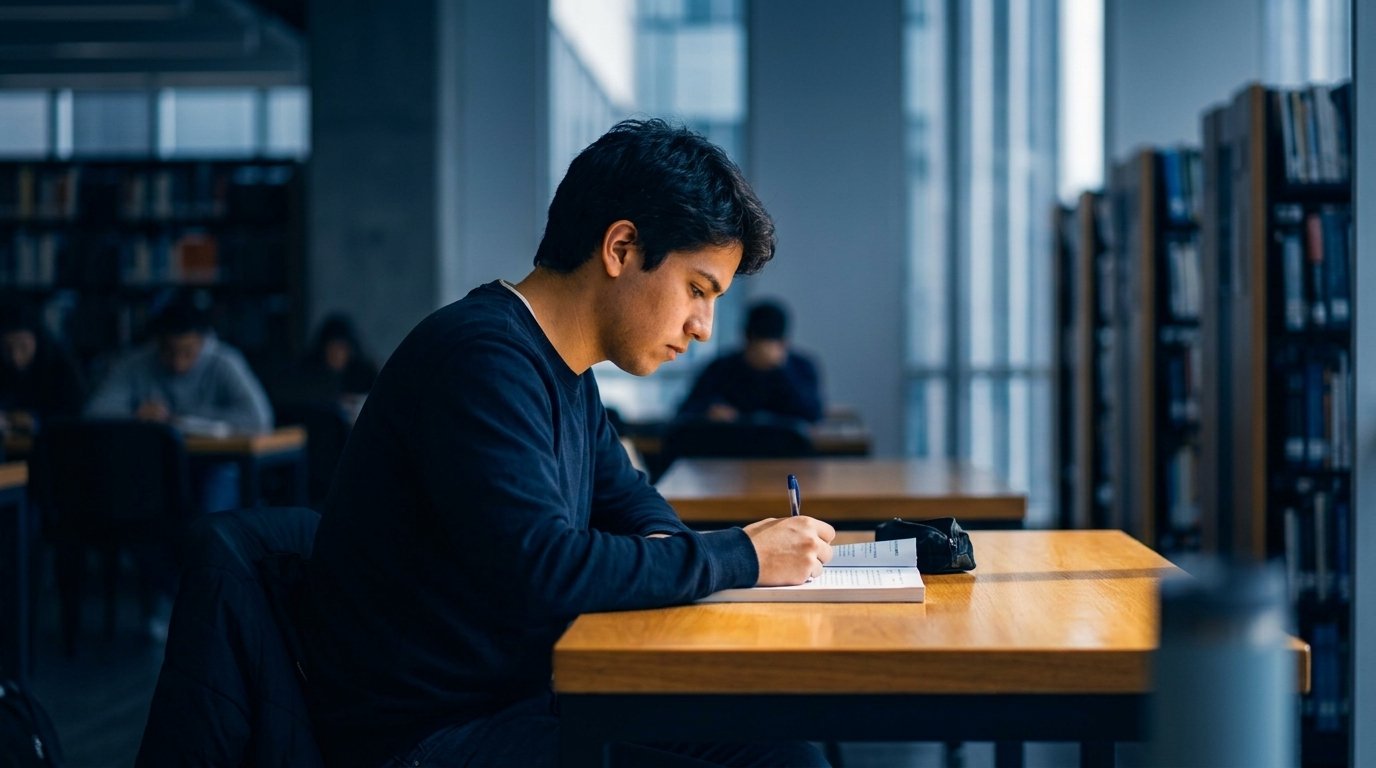 Aspirantes analizando preguntas de preparación para el examen de la Universidad Nacional de Colombia en Bogotá